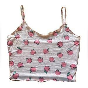 Crop tank top pink shirt with peaches
